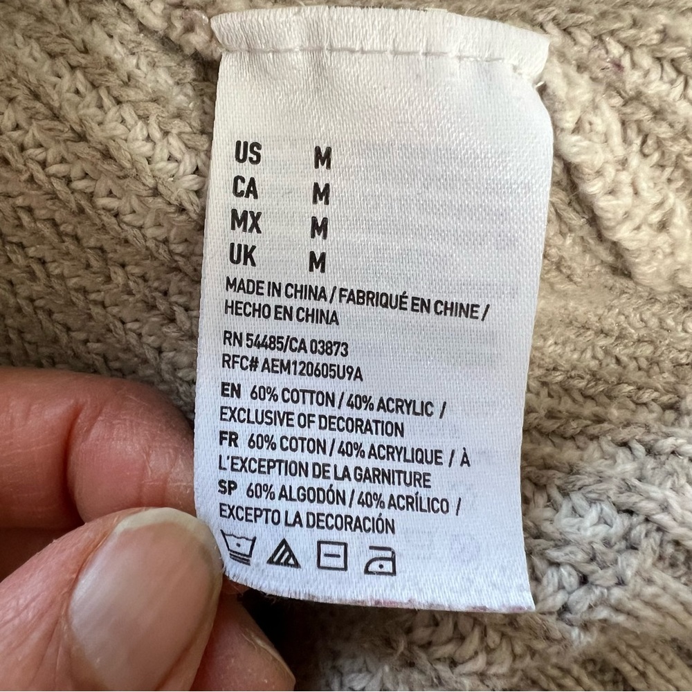 AMERICAN EAGLE OUTFITTERS Sweater Women's Size Medium Maroon Cream Long Sleeve - Picture 5 of 7